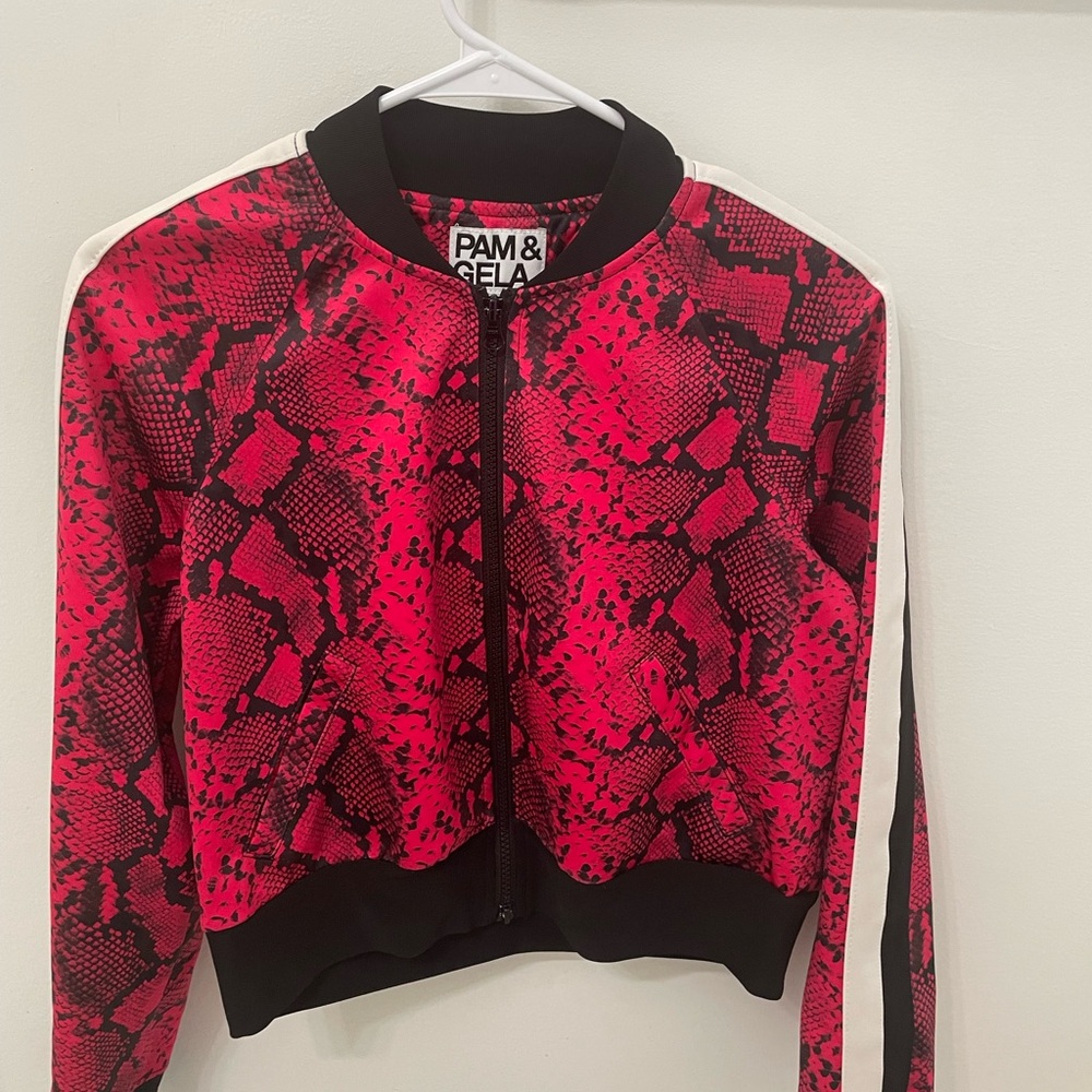 Pam & Gela snake print bomber jacket